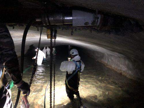 il cantiere di partenza del Pipe Bursting Grundo Crack